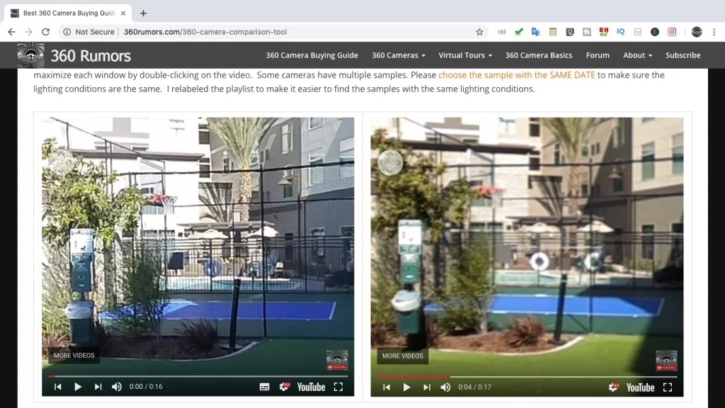 Insta360 EVO (left) vs Lenovo Mirage (right)