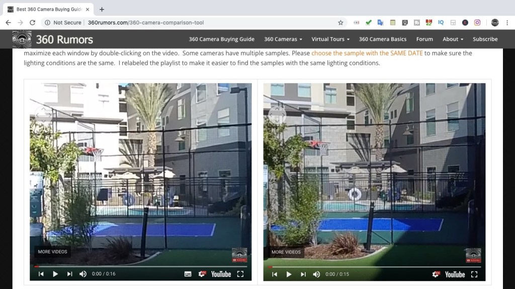 Insta360 EVO (left) vs Rylo at 5.8K (right)