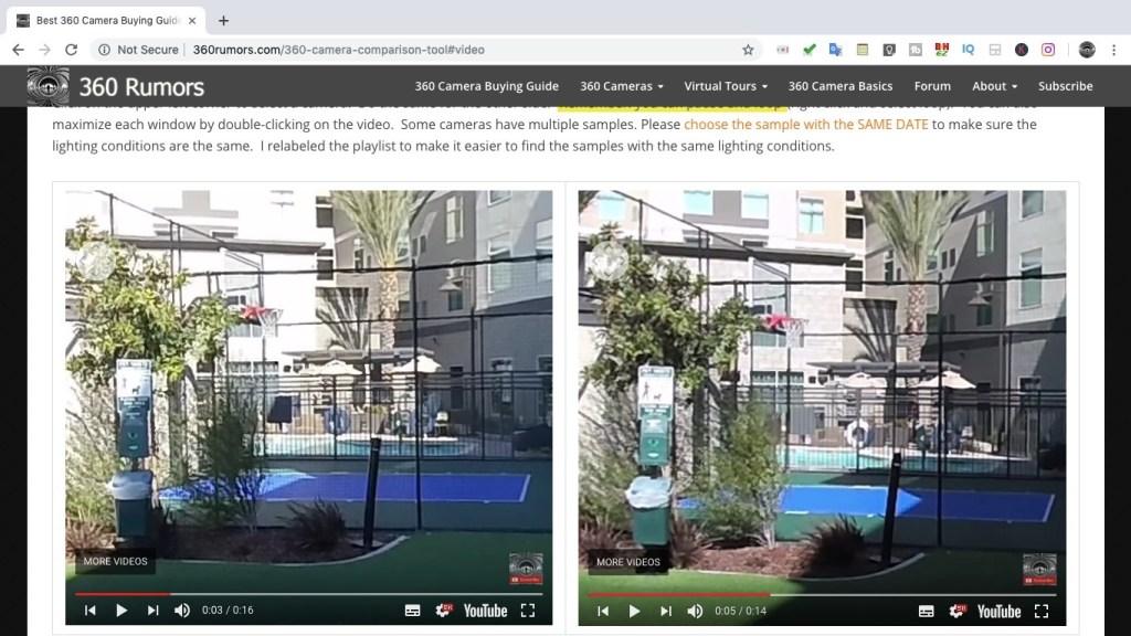 Insta360 EVO (left) vs Vuze XR (right)