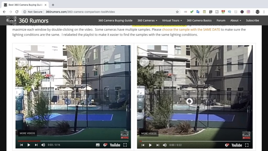 Insta360 EVO (left) vs Yi 360 VR (right)