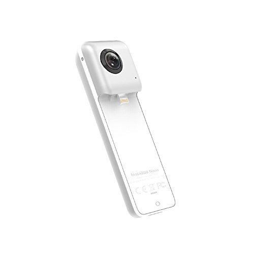 Insta360 Nano 360 Degree Camera VR 3D Panoramic Point and Shoot Digital Video Cameras 3K HD Dual Wide Angle Fisheye Lens for iPhone 7, 7 Plus and all iPhone 6 series, 360 Live on Facebook- Pearl White
