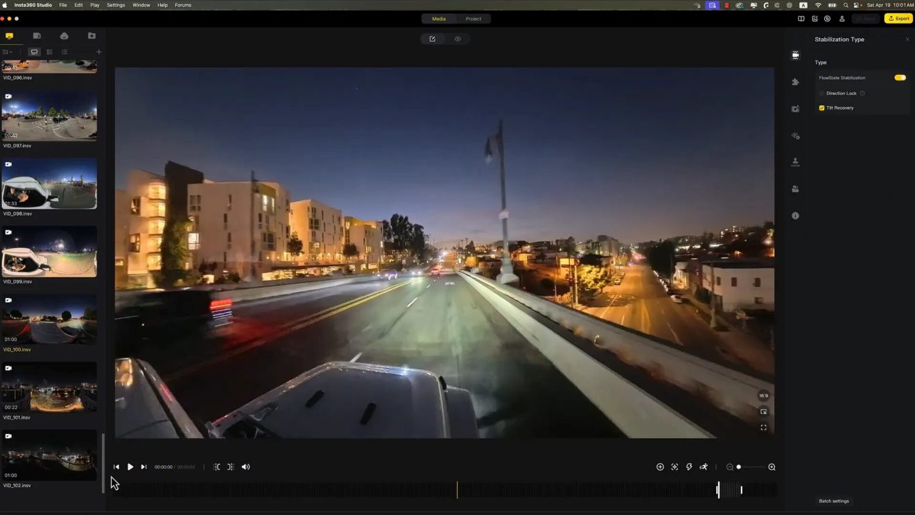 360 video preview feature in Insta360 Studio