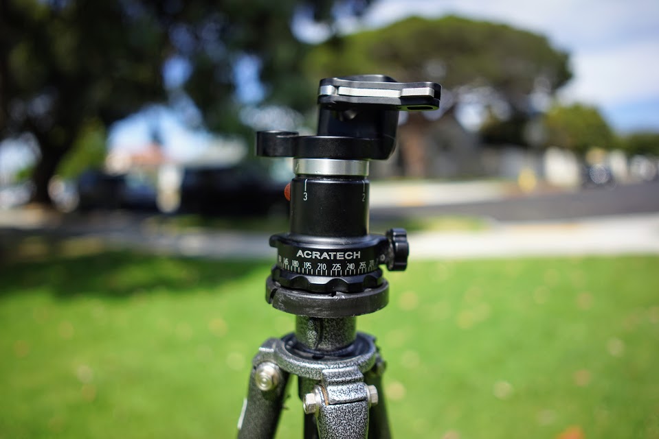 The Acratech is all metal and solidly built. Shown on a Gitzo traveler