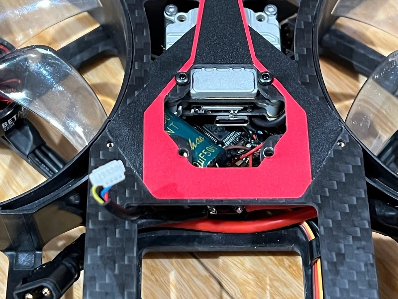 To make space for the capactior, I relocated the Caddx Vista
