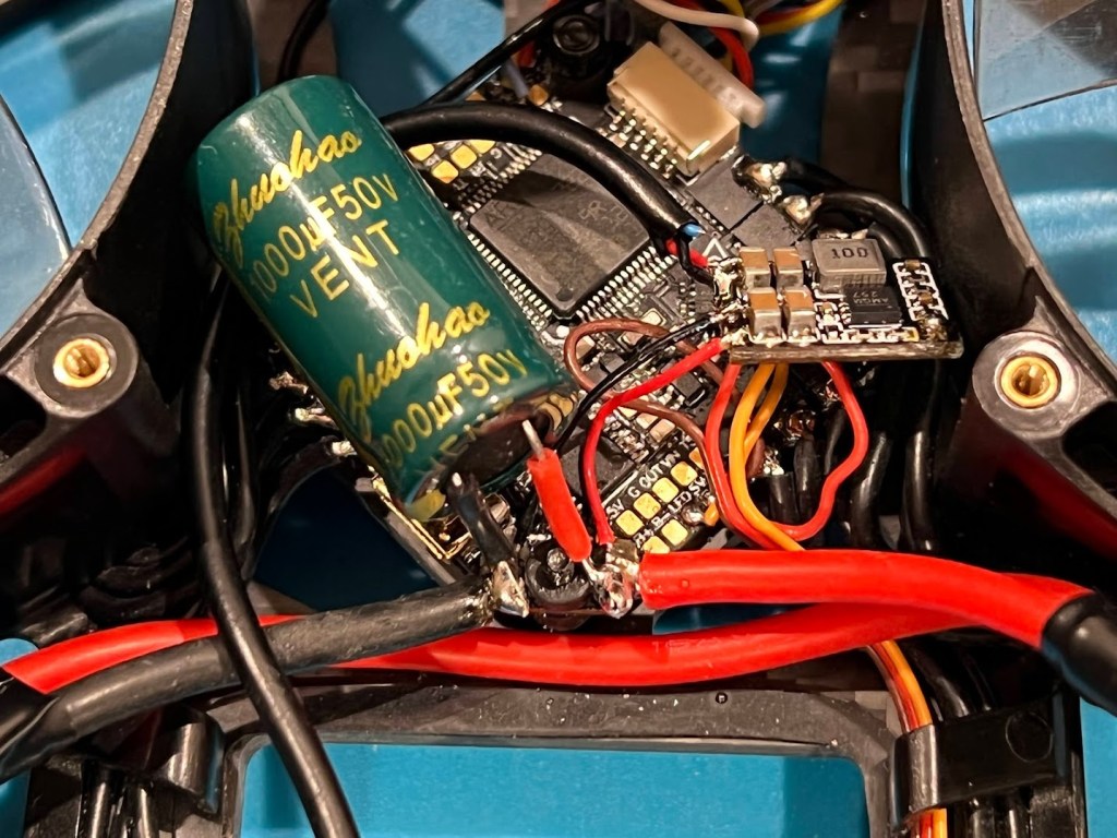 I installed a 50v 1000uf capacitor and added a 9V BEC