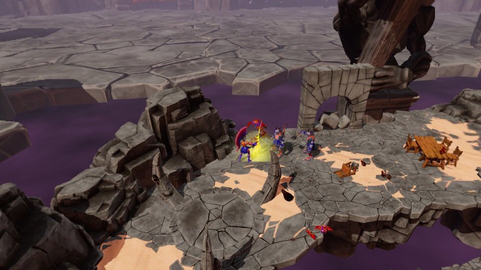 In your semigod form, you can watch the action take place like miniatures fighting each other.