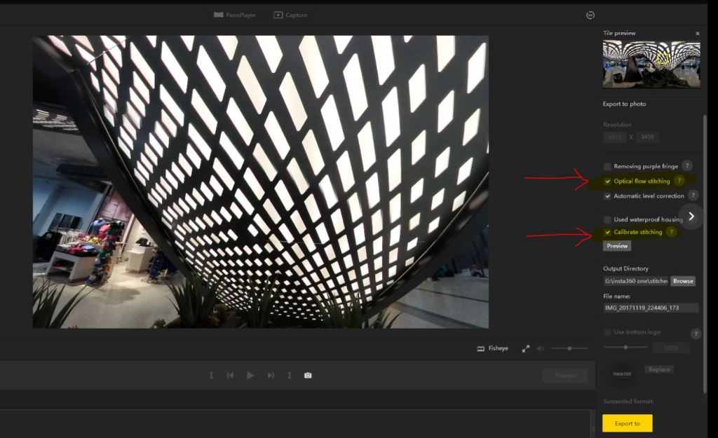 Insta360 Studio optical flow stitching