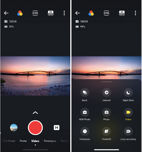 The Insta360 app's camera controls have been redesigned
