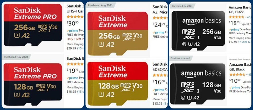 Sandisk Extreme Pro vs Sandisk Extreme vs Amazon Basics Micro SD card