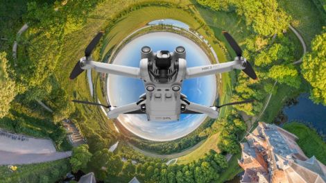 DJI Mini 3 Pro can take almost fully spherical 360 photos