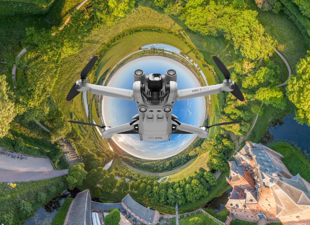 DJI Mini 3 Pro can take almost fully spherical 360 photos