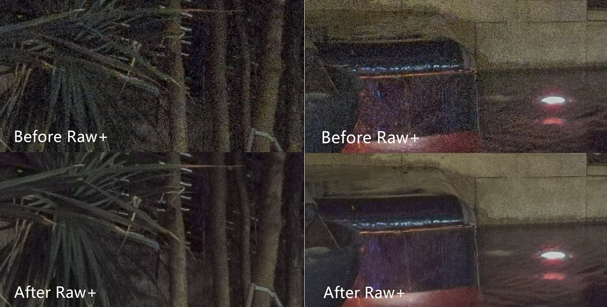 Noise reduction from image stacking with Raw+