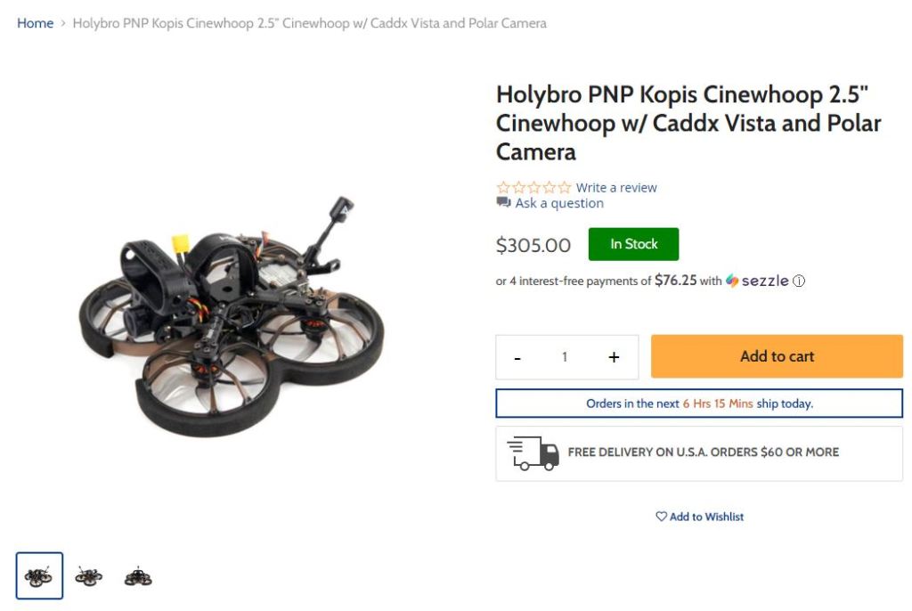 Holybro Kopis is normally $305