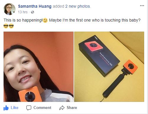 Hands on photo of the Madventure 360 camera