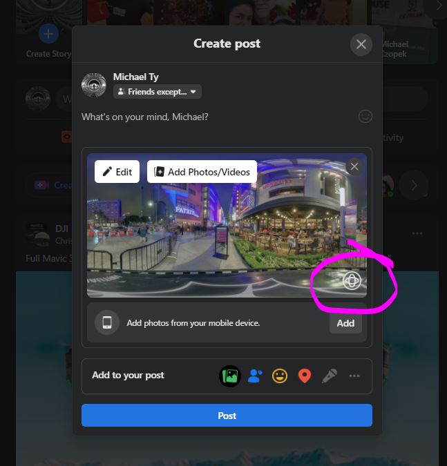 The 360 icon (circled in magenta) means it is recognized as 360.
