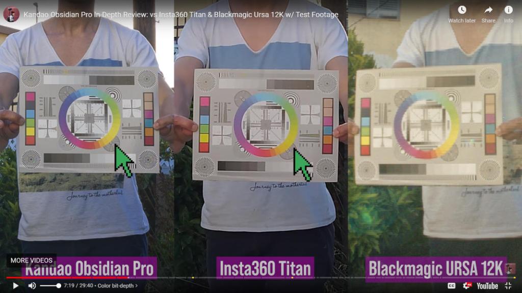 Obsidian had significantly better resolution and bit depth than Insta360 Titan