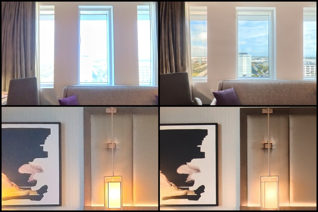 Insta360 One R 9-shot HDR (left) vs One R HQ Method (right)