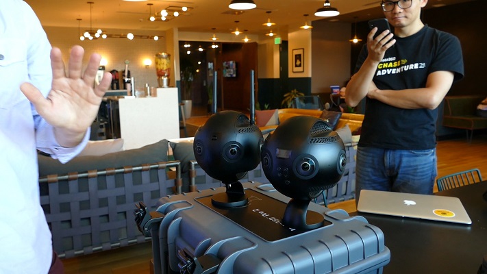 Insta360 Pro 2 beside the original Insta360 Pro