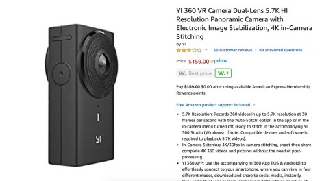 Yi 360 VR discount $159