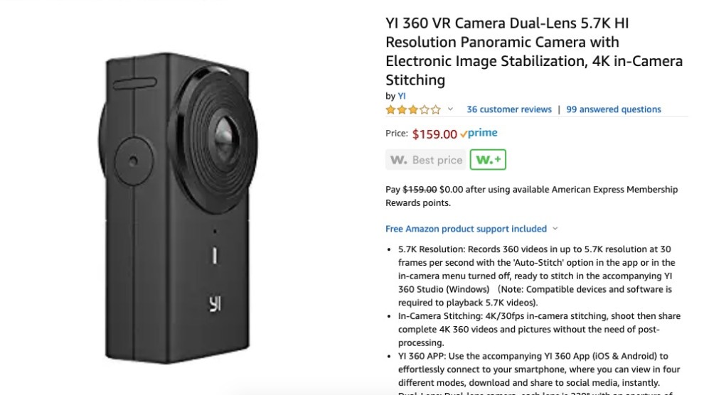 Yi 360 VR discount $159