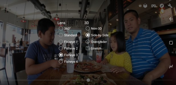 VR Media Player settings for VR180 videos