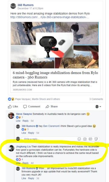 Insta360 ONE stabilization improvement backstory