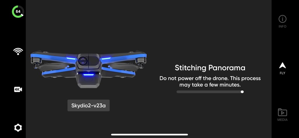 Skydio will stitch the panoramas after you land