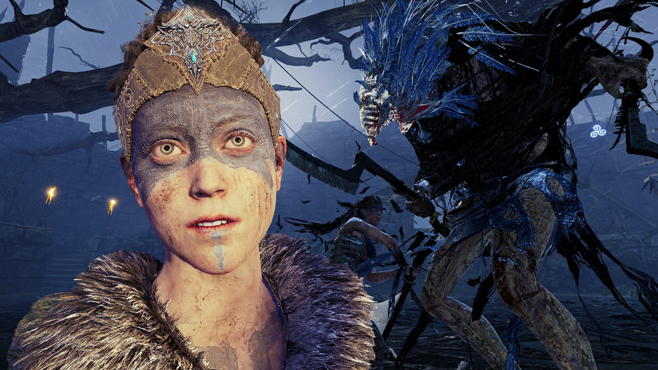 Montage of screenshots from Hellblade: Senua's Sacrifice